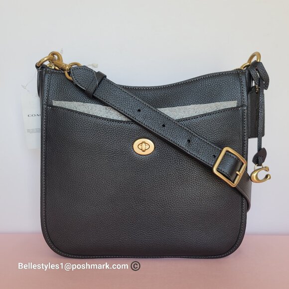 COACH Chaise Pebbled Leather Crossbody Bag- Black color 🎈$238. - Picture 4 of 16